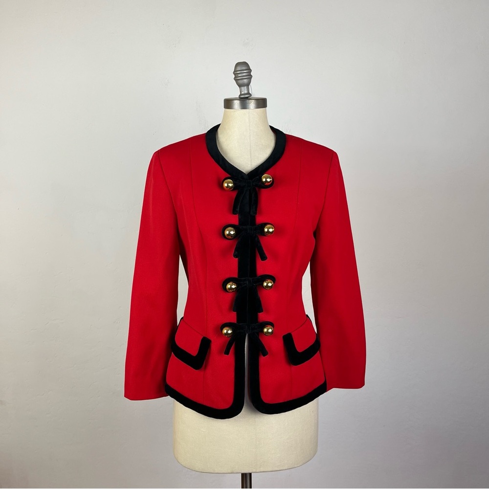 Moschino Cheap & Chic Red/Black Bow Wool Blazer